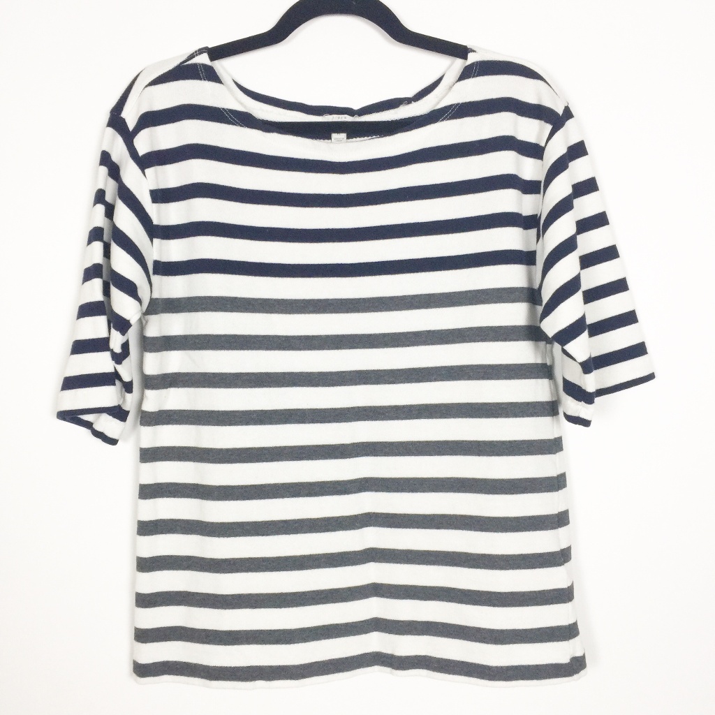 J. Crew Lightweight Terry Tee Stripe Boat Neck